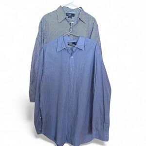 Lot Of 2-Polo Ralph Lauren Shirts Mens 17 34/35 Andrew Button Up Long Sleeve